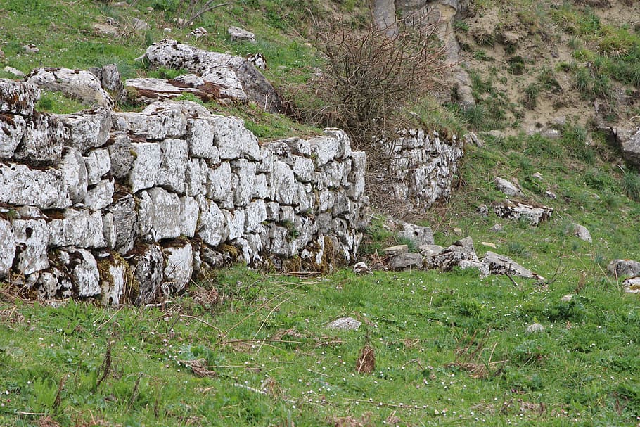 wall, barrier, bricks, stone, prehistory, nature, ancient, landscape HD wallpaper