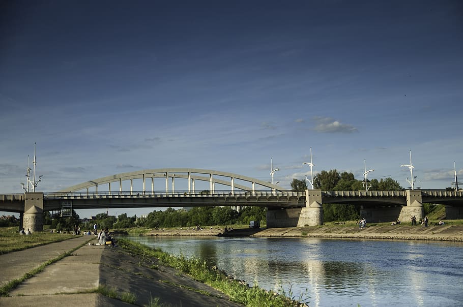 bridge, summer, landscape, architecture, water, sky, nature HD wallpaper