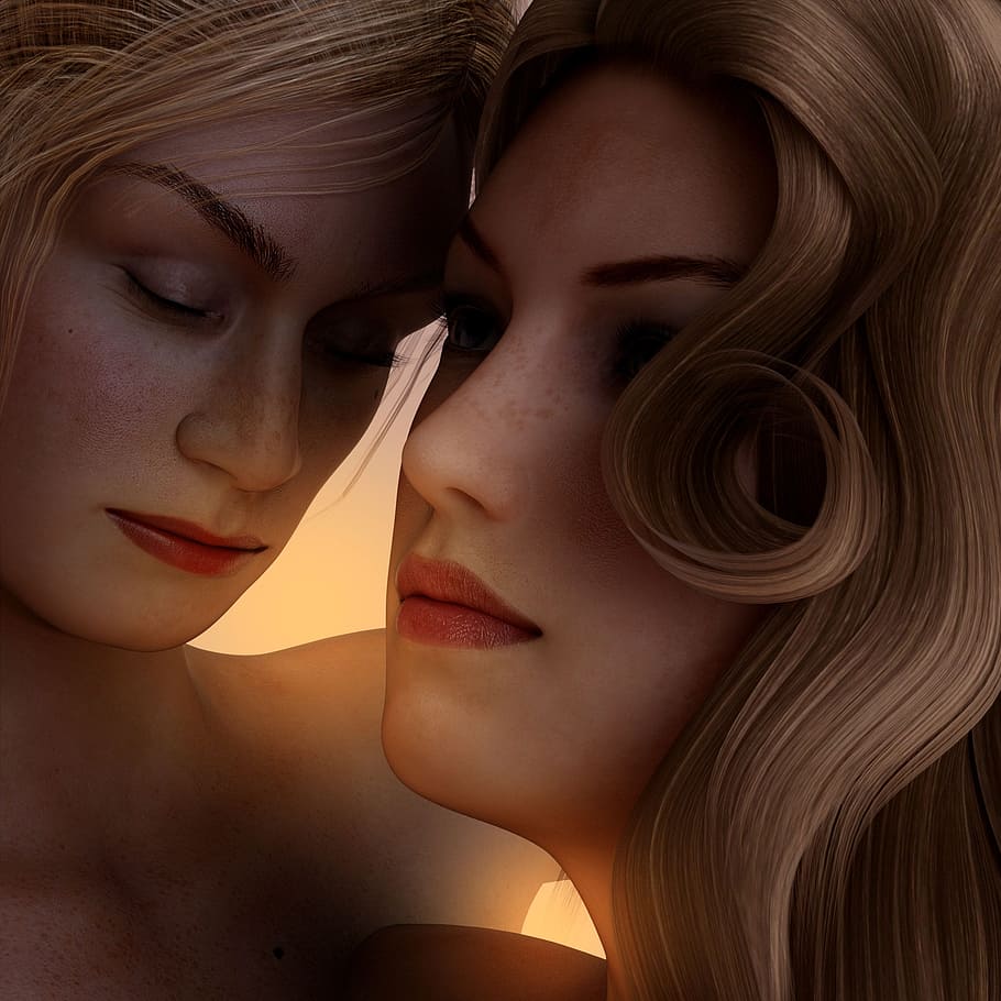 blonde haired woman, affection, love, for two, romantic, together HD wallpaper