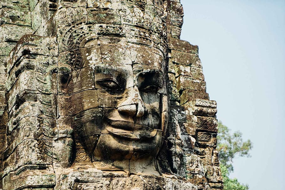 human sculpture at daytime, cambodia, angkor, wat, ancient HD wallpaper