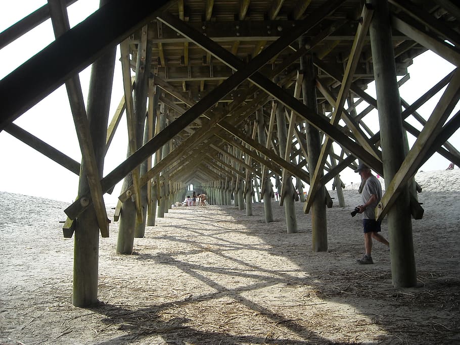 infrastructure, pier, architecture, coast, water, sea, view HD wallpaper