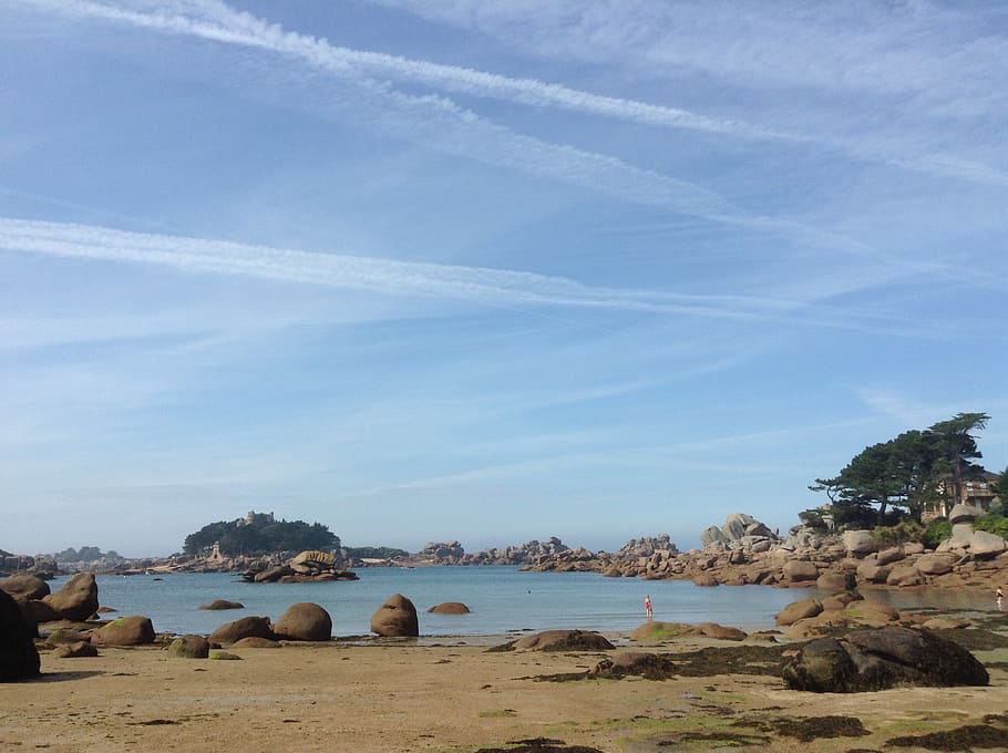 ebb, sea, brittany, water, sky, scenics - nature, tranquility HD wallpaper