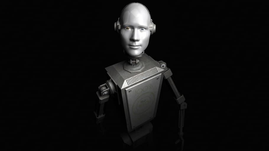 gray robot illustration, adult, droid, installation, 3d, wallpaper HD wallpaper