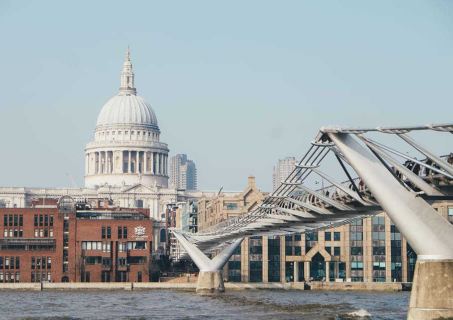 bridge, building, city, cityscape, river, urban, water, st. Paul's Cathedral - London HD wallpaper