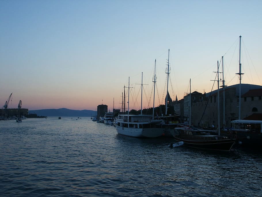 Sunset, Adria, Sea, nautical vessel, water, harbor, no people HD wallpaper
