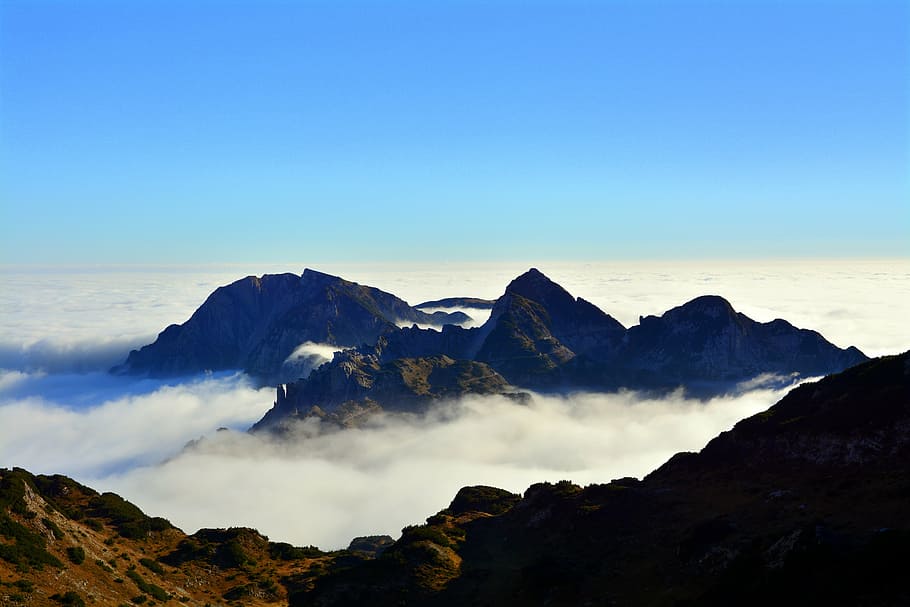 mountain and clouds, mountains, sky, landscape, tops, italy HD wallpaper