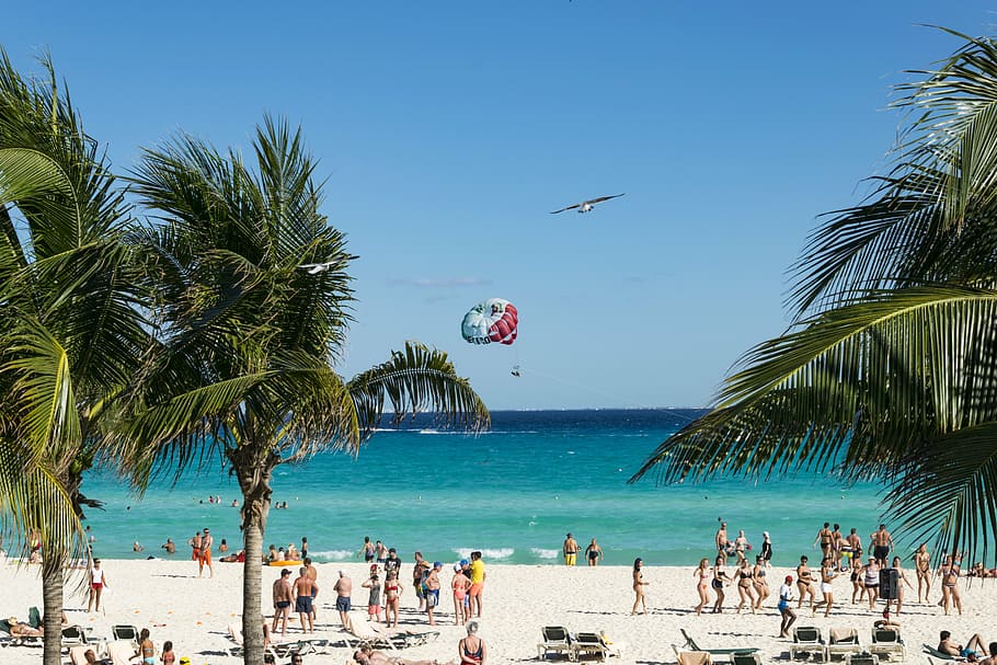 people beside body of water, mexico, cancun, sun, party, summer HD wallpaper