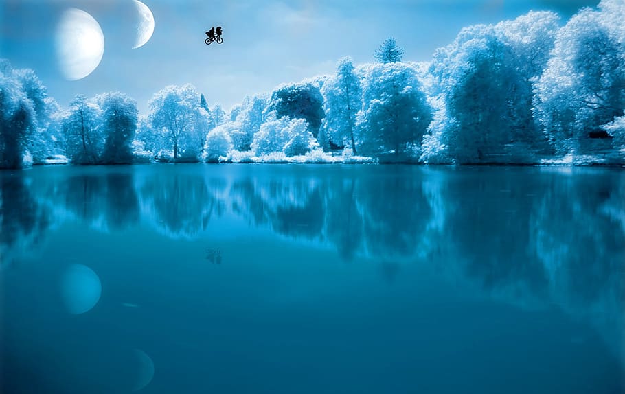 nature, waters, sky, landscape, reflection, tree, waterfront HD wallpaper