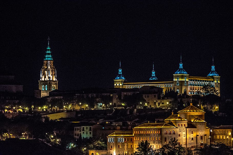 toledo, night, landscape, building exterior, architecture, built structure HD wallpaper