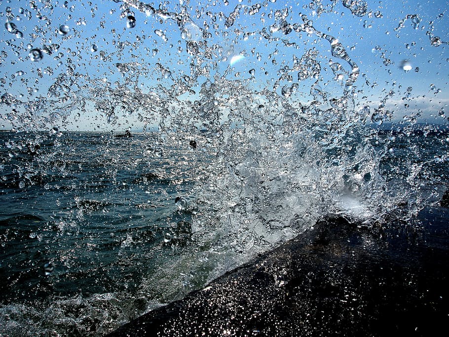 water, splashing, splash, ocean, lake, sea, waves, transparent HD wallpaper