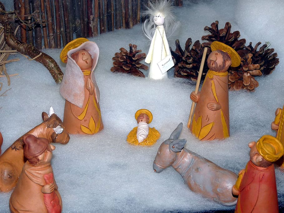 christmas, nativity scene, advent, father christmas, christ child, HD wallpaper