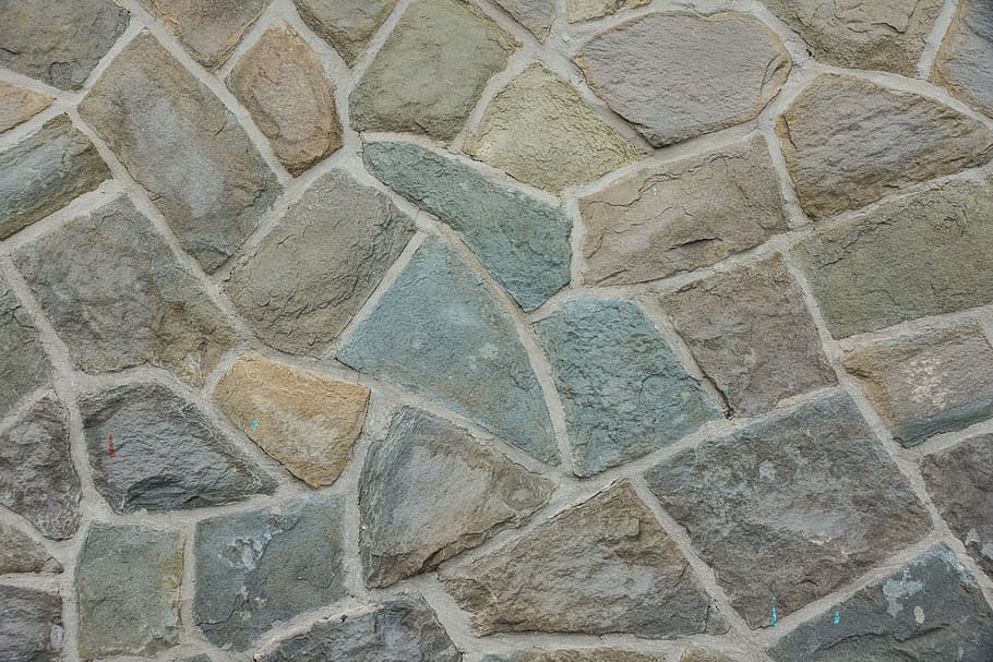 brown, teal, and gray stones, texture, structure, wall, paving HD wallpaper
