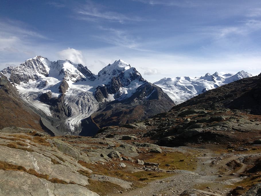 Engadin, Mountains, Clouds, wide, sky, landscape, mountain range HD wallpaper
