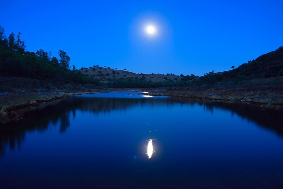 moon, night, night landscape, water, sky, scenics - nature HD wallpaper