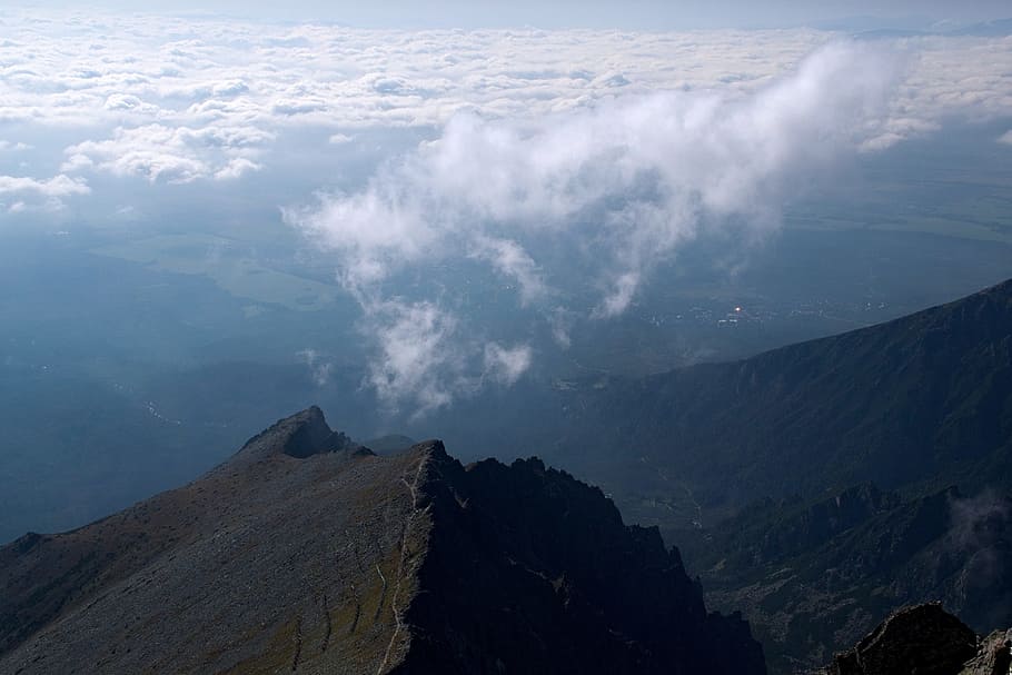 mountains, sky, top view, landscape, clouds, tatry, the high tatras HD wallpaper