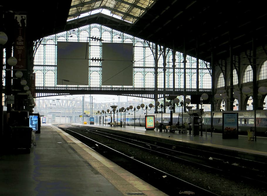 train, station, transit, railway, tracks, railroad, transportation HD wallpaper