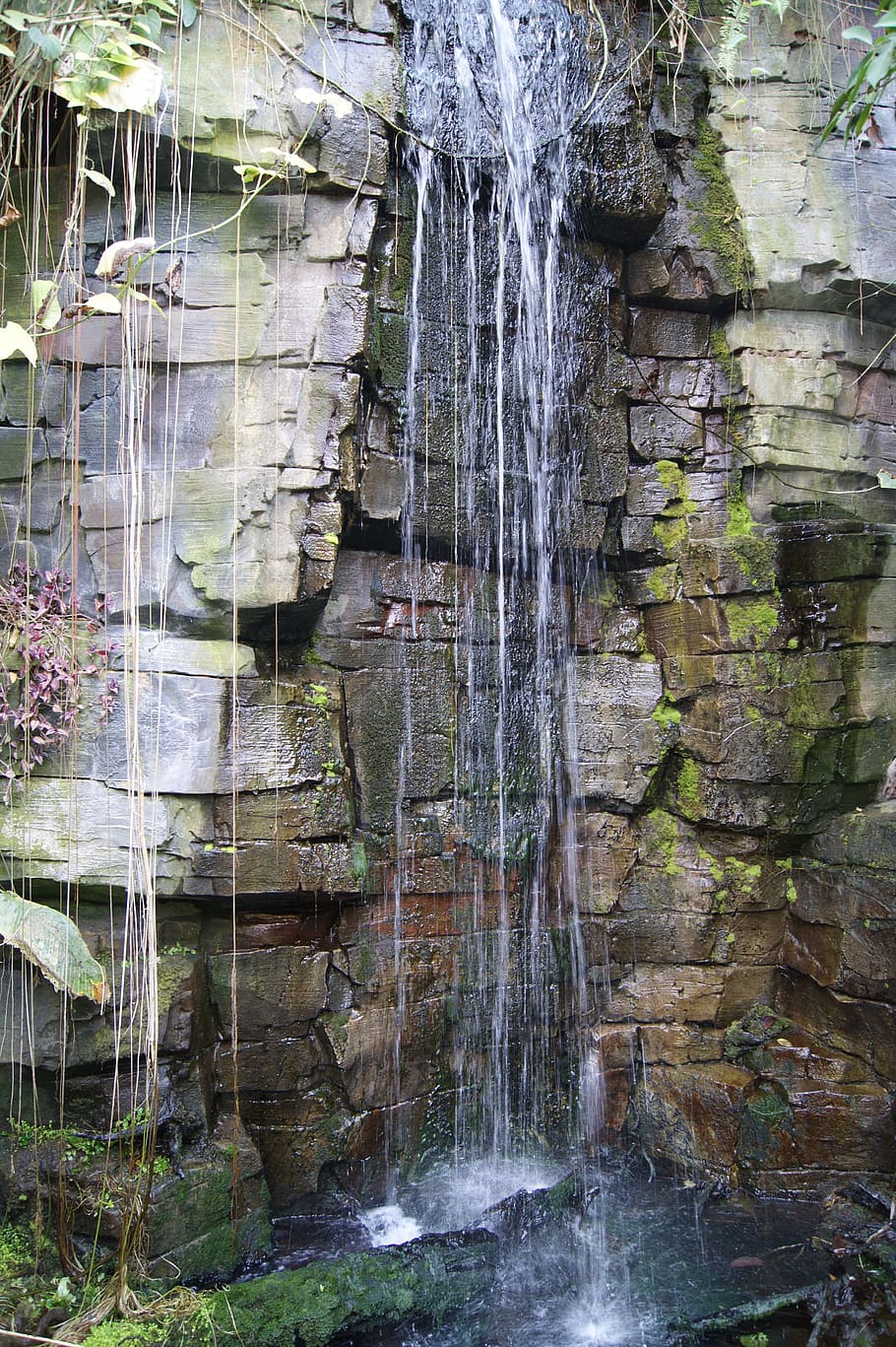 Artificial, Aquarium, Waterfall, mini, rocks, the stones, nature HD wallpaper
