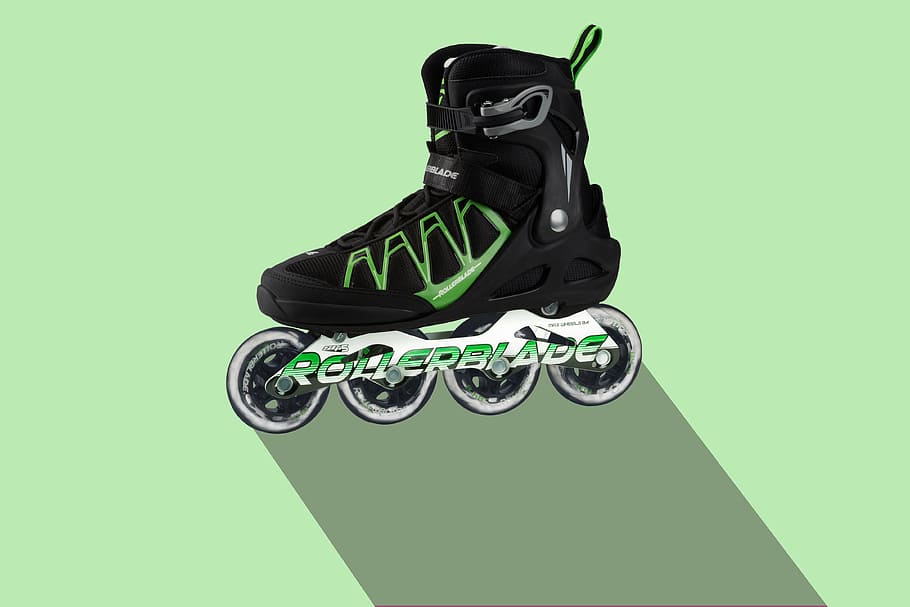 unpaired black inline skate, sport, training, shoe, roll, active, HD wallpaper