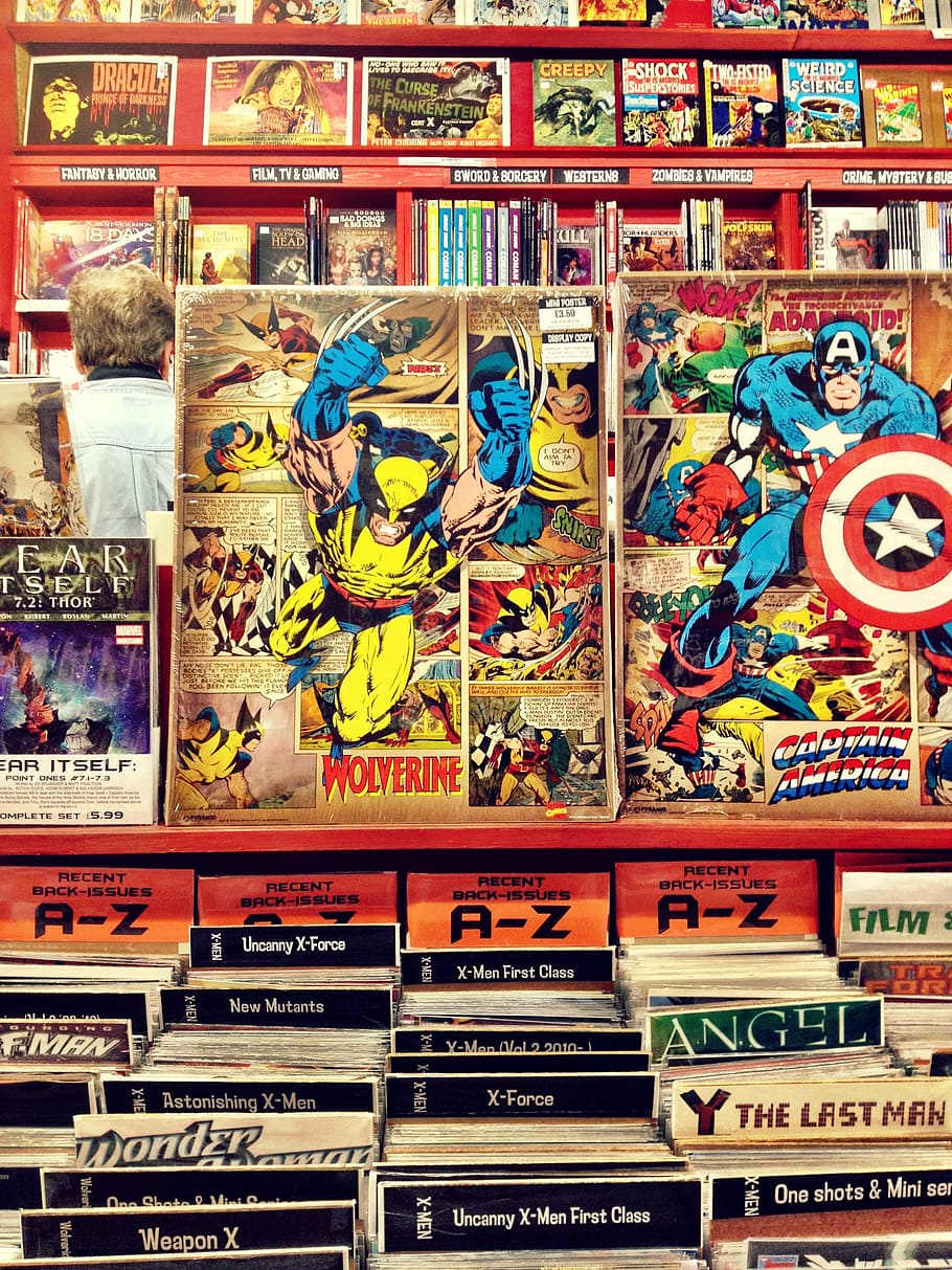 Marvel comic book collections, comics, comicshop, superhero HD wallpaper