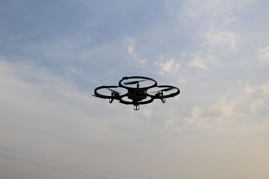Quadrocopter, Aircraft, remotely controlled, flying, sky, air Vehicle HD wallpaper