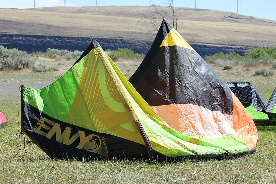 kitesurf, wind, kiteboarding, flag, day, outdoors, no people HD wallpaper