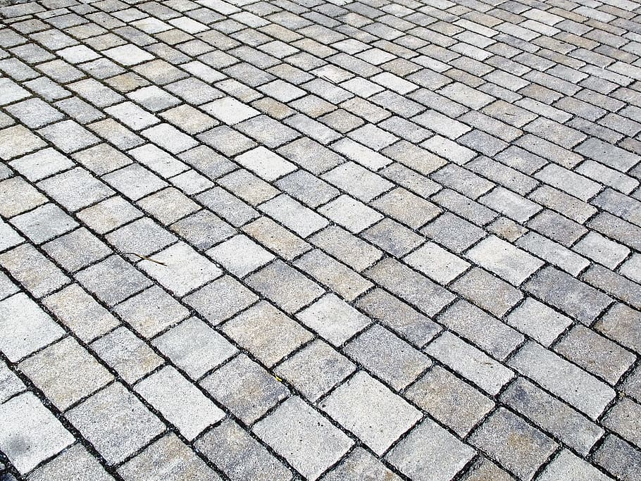 gray brick floor, Texture, Paving Stones, Patch, Paved, background, HD wallpaper