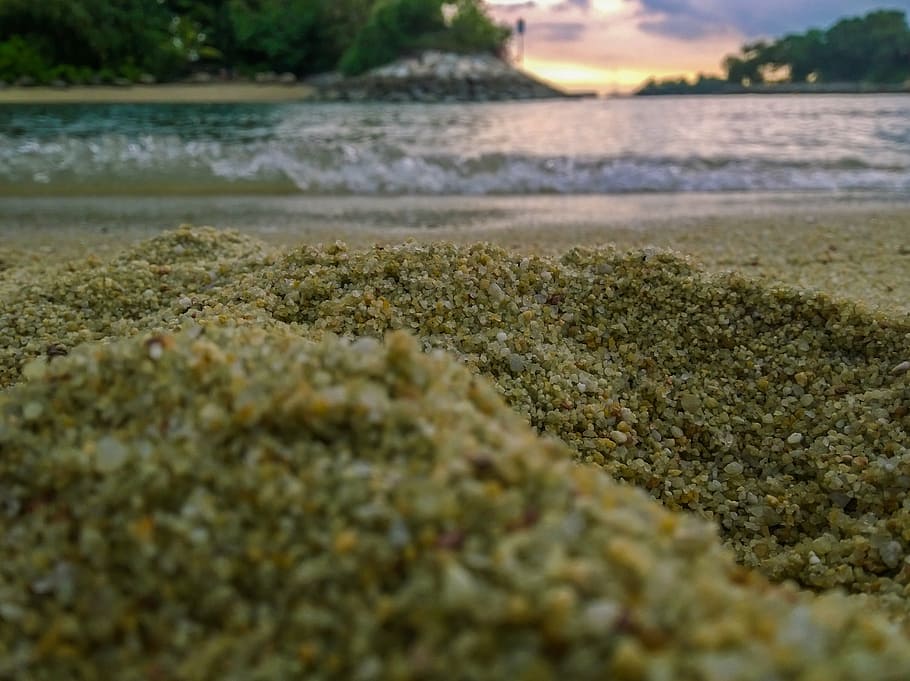 sand, water, scenic, beach, land, selective focus, tranquility HD wallpaper