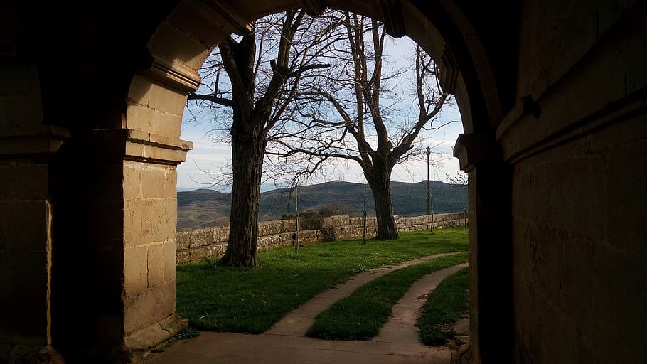 door, arc, path, input, portal, old, stone, medieval, access HD wallpaper