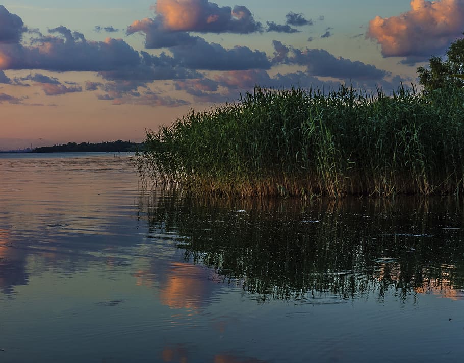 water, reflection, sunset, dawn, lake, landscape, twilight HD wallpaper