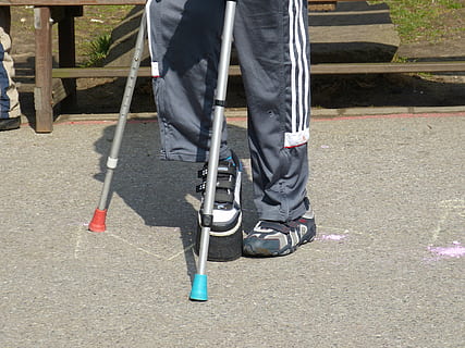 person using forearm crutches, disabled, handicap, patients HD wallpaper