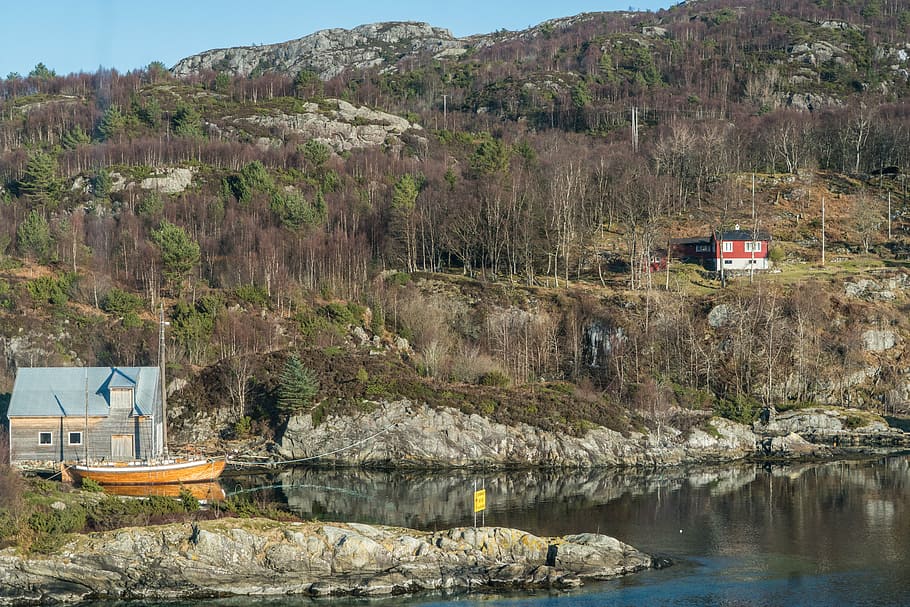 norway, coast, architecture, mountains, rocky, scandinavia HD wallpaper