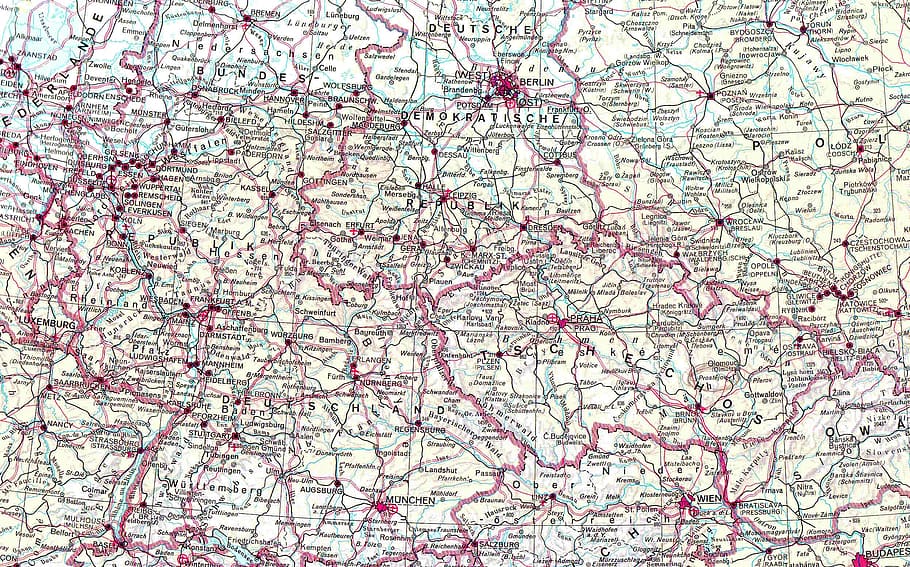 closeup photography of map, eastern bloc, czech republic, austria HD wallpaper