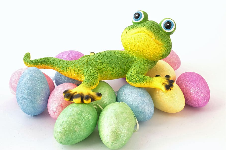 easter eggs, colorful, happy easter, decoration, gecko spring HD wallpaper