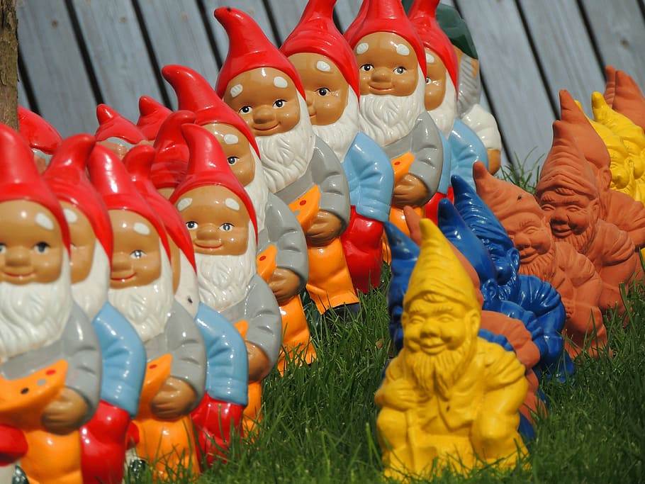 dwarfs, imp, garden gnome, figure, sweet, funny, cute, deco, HD wallpaper
