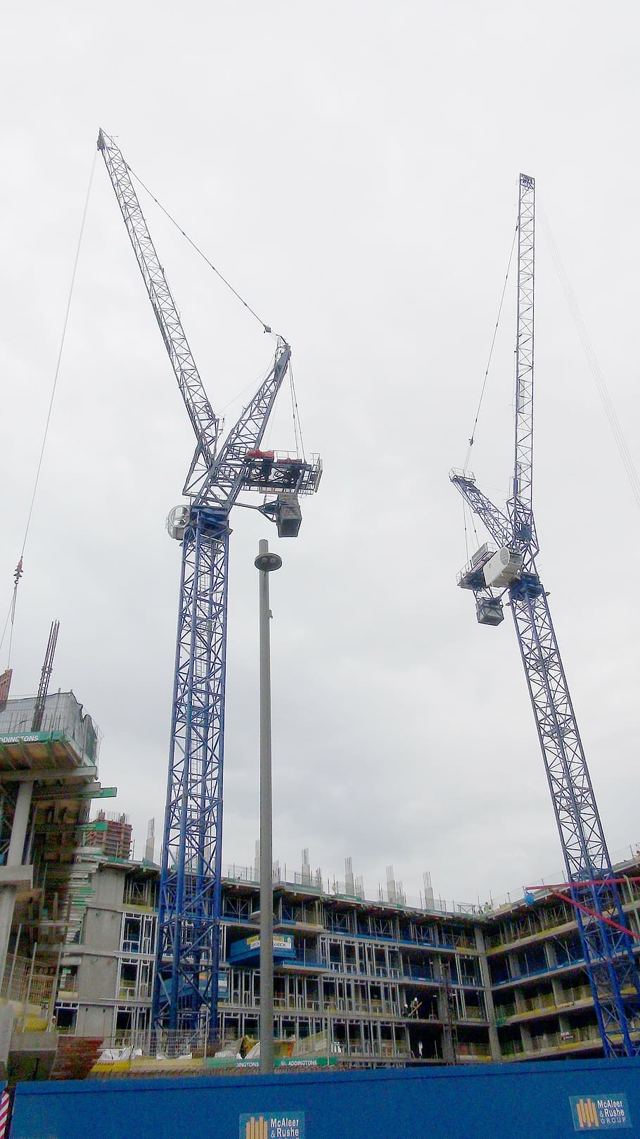 crane, construction, site, concrete, industry, work, business HD wallpaper