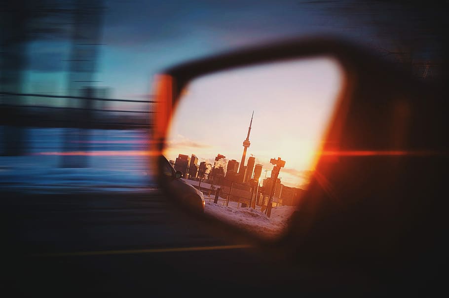 Fernseturn Tower, Tokyo, reflection of high ride buildings from side mirror HD wallpaper