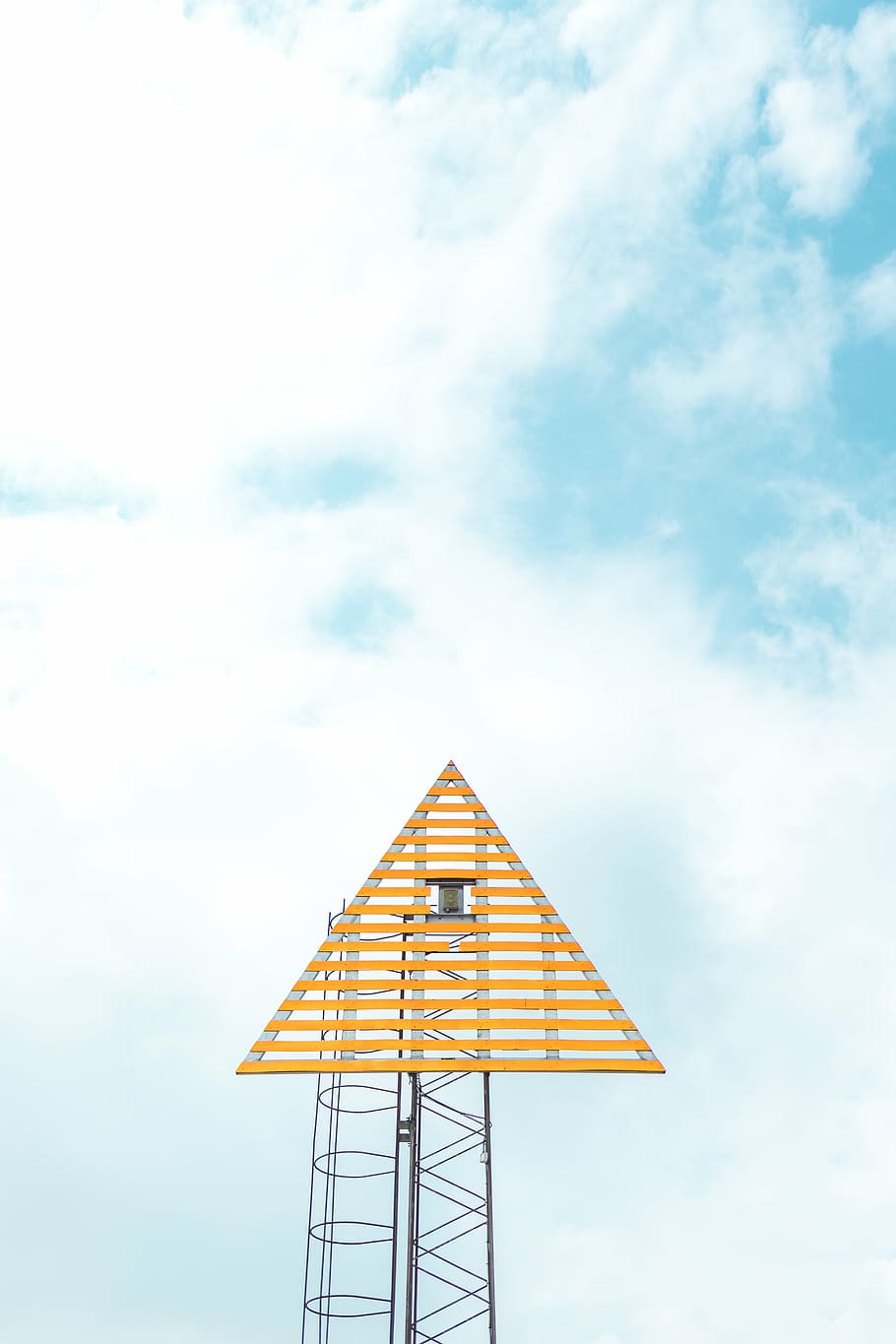 pyramid under cloudy sky artwork, triangular, tower, camera HD wallpaper