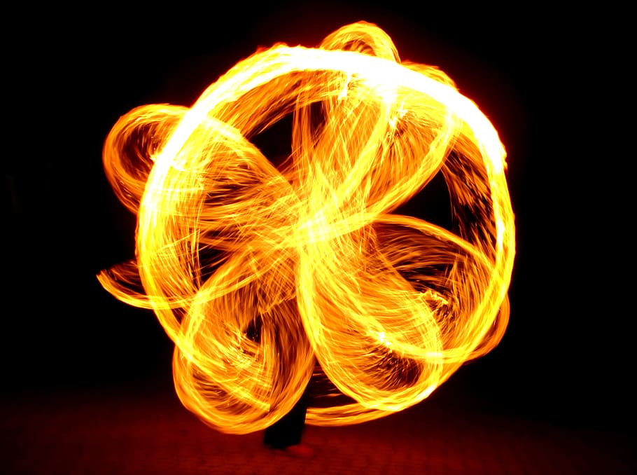 fire dancer photo, poi, feuerpoi, juggling, juggler, middle ages, HD wallpaper