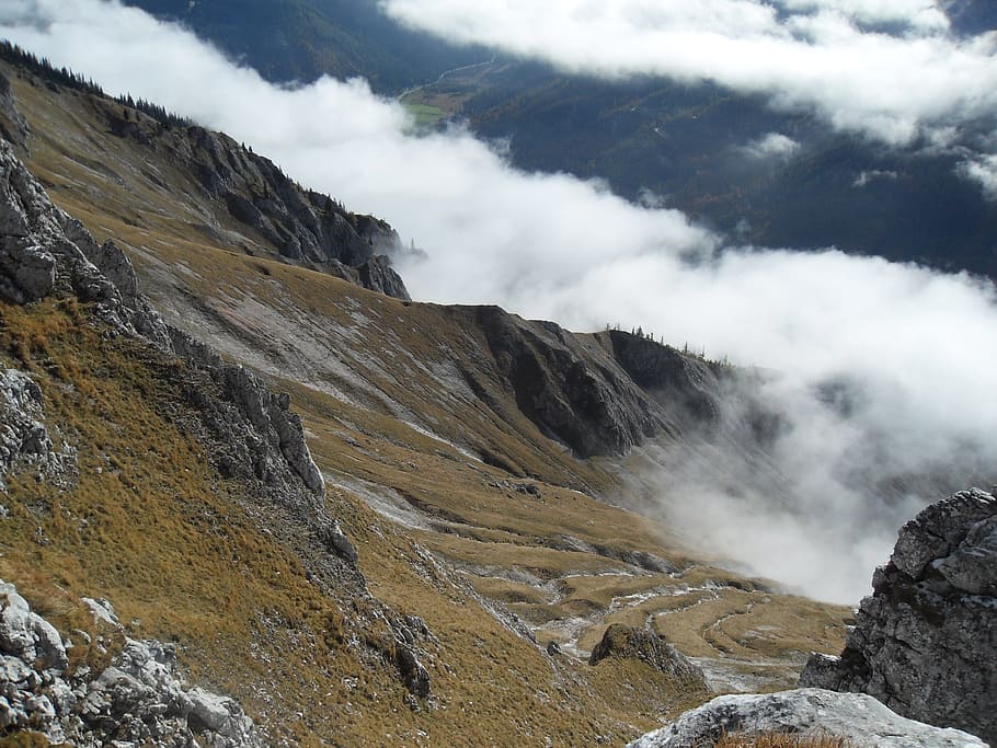 mountainside, clouds, slope, beauty in nature, scenics - nature HD wallpaper