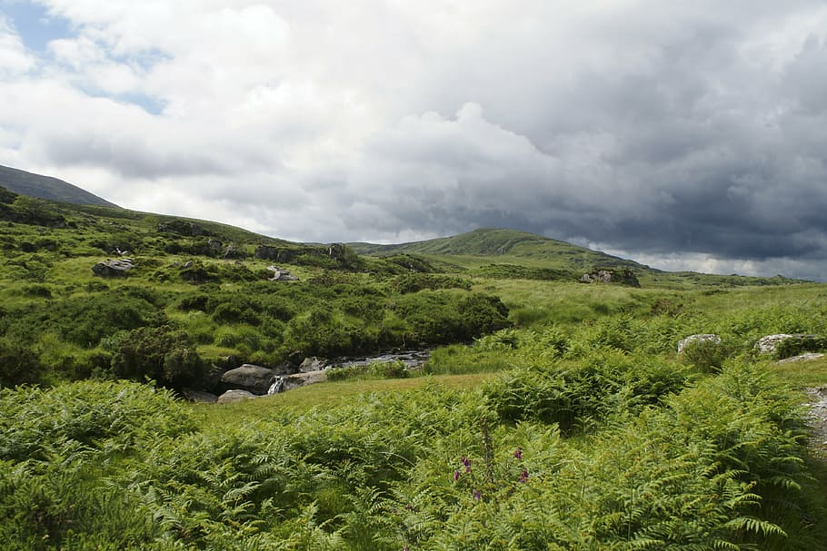 sky, clouds, hill, cloudy sky, lande, ireland, cloud - sky HD wallpaper