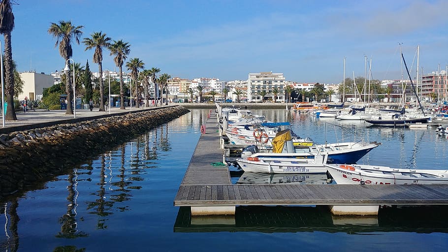 portugal, lagos, marina, water, nautical vessel, transportation, HD wallpaper