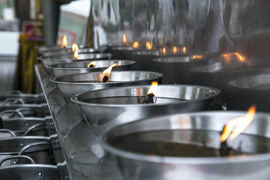 flame, fire, candle, temple, oil, lamp, bonfire, heat, hot HD wallpaper