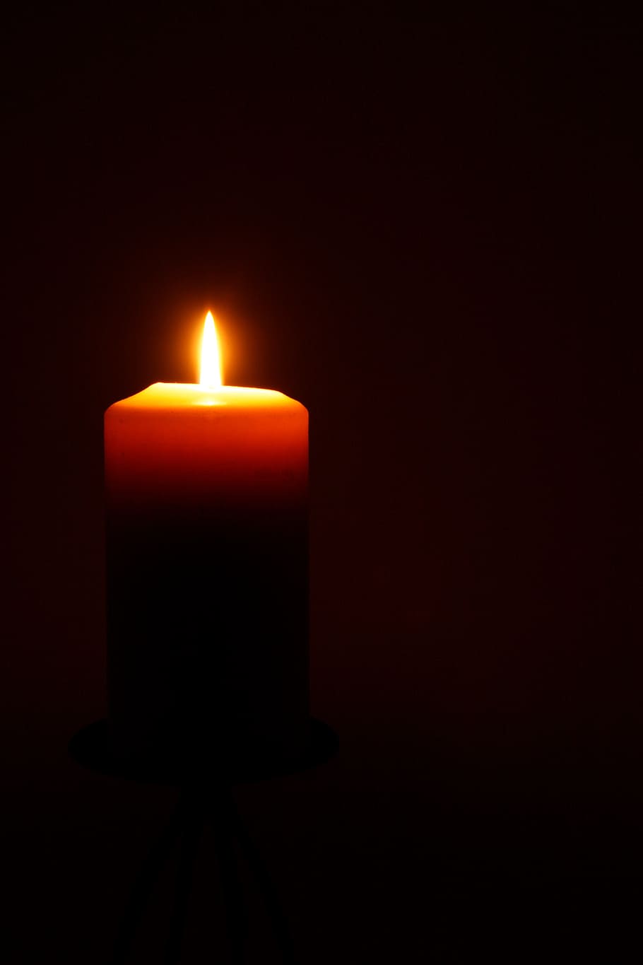 brown candle with light, flame, fire, burn, wax candle, candlelight HD wallpaper