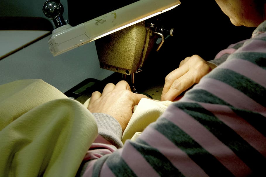 person sewing cloth, Sewing Machine, Work, craft, tailor, textile HD wallpaper