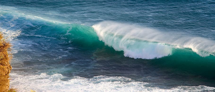 sea waves during daytime, beach, water, large, sunshine, motion HD wallpaper
