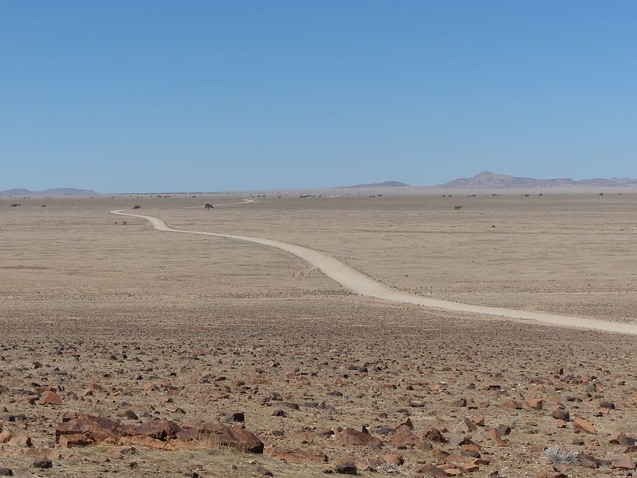 namibia, landscape, desert, road, loneliness, lonely, drought HD wallpaper