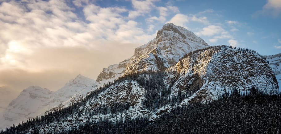 cold, snow, landscape, mountains, clouds, cloudy, daylight, frost HD wallpaper