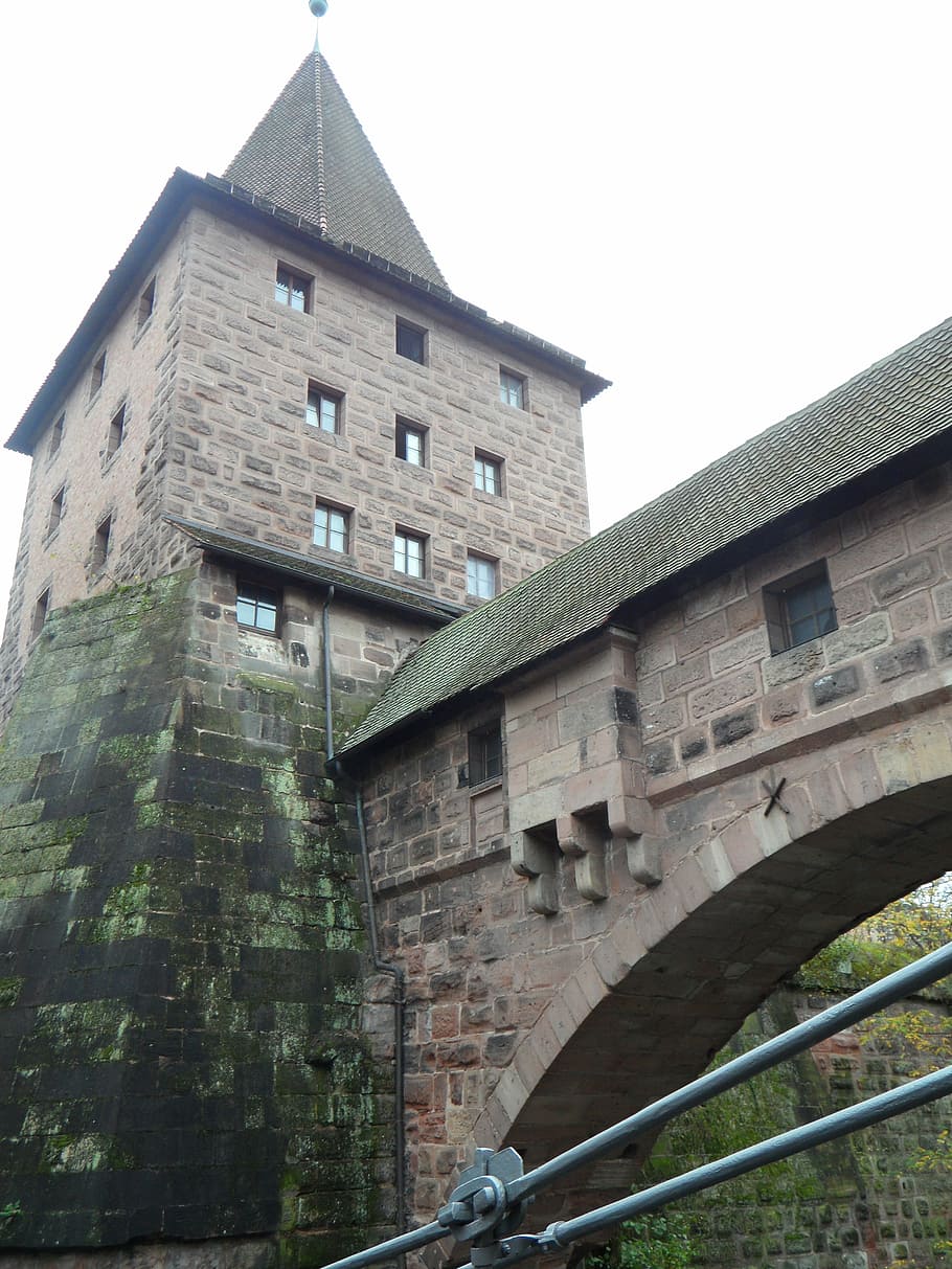 nuremberg, tower, trutzig, masonry, old, bridge, fortress, stone walls, HD wallpaper