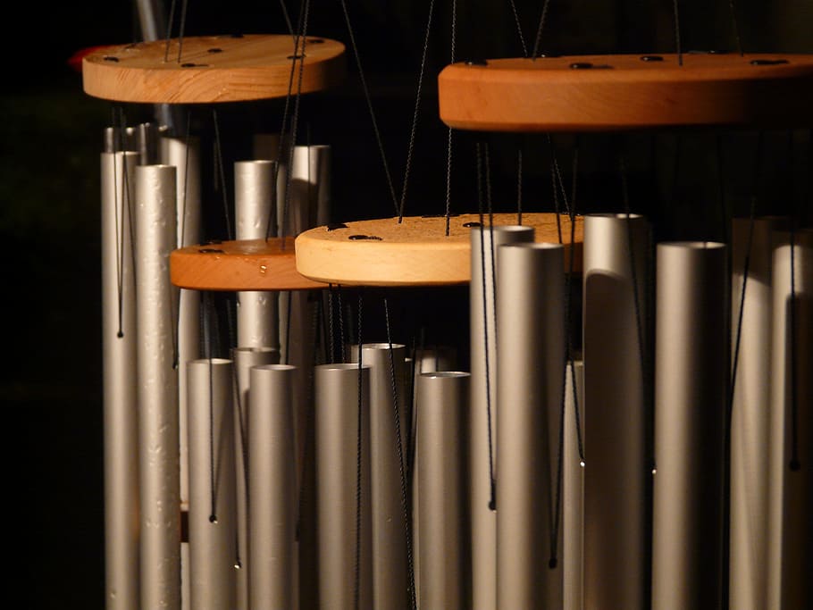 windspiel, sound, music, metal cylinder, tubular bells, decoration, HD wallpaper