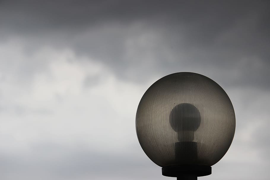 Lamp, Circle, Scenic, Sky, grey, single object, no people, outdoors HD wallpaper